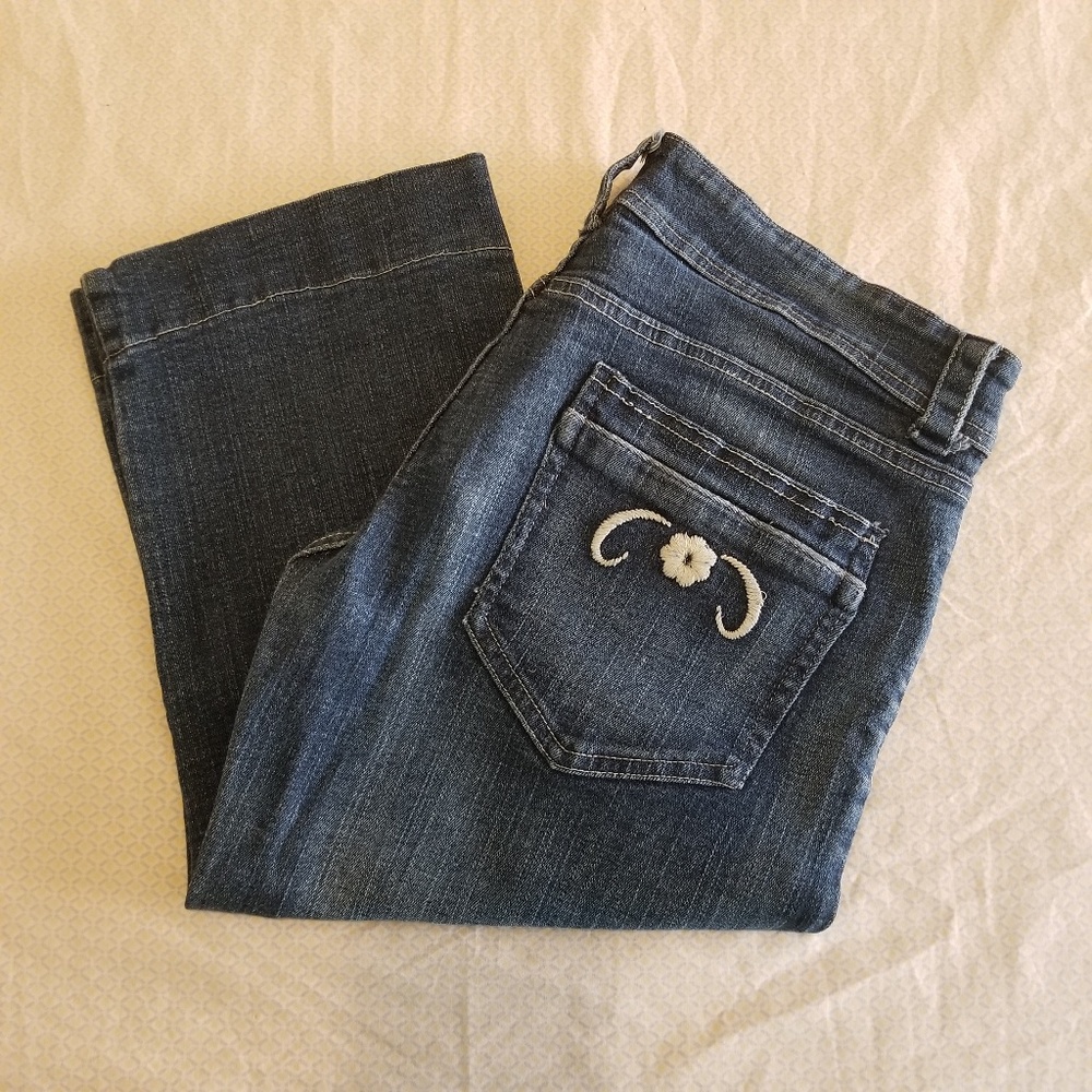 Anchor Blue Capri Jean's with Embroidery, Size 11